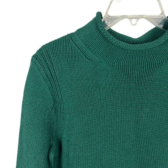 J. Crew 1988 Rolled Neck Long Sleeve Cotton Evergreen Mock Neck Sweater M - Picture 4 of 7